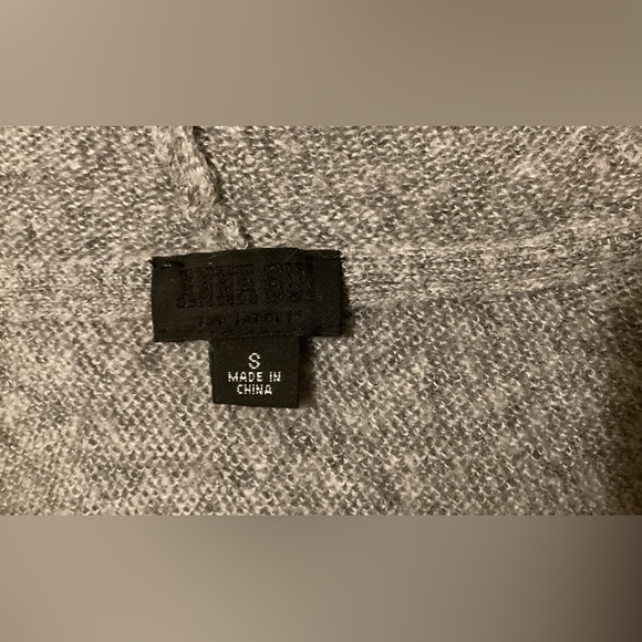 Anna Sui Grey Half Sleeves Button-up Hodded Poncho Cardigan - Picture 10 of 10